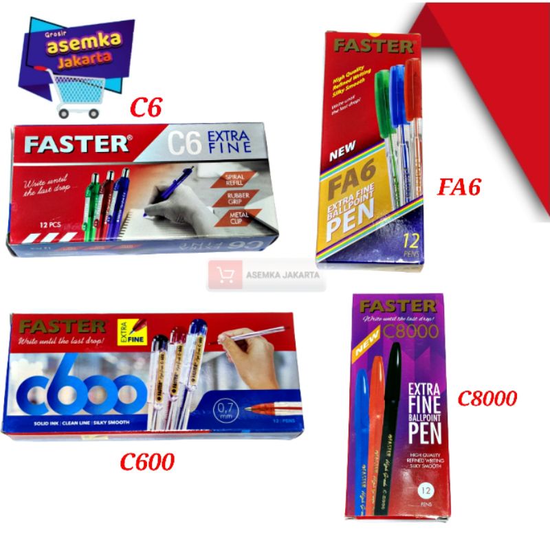 Pulpen Faster C6 C600 FA6 C8000 EC3 C6000 Ballpoint new bolpen pen 12pcs