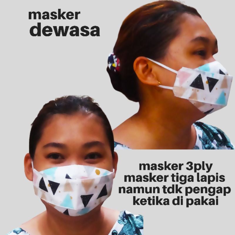 masker katun / masker dewasa / masker 3ply