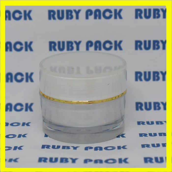 (isi 10pcs) Pot Acrylic 10 Gram Putih List Emas