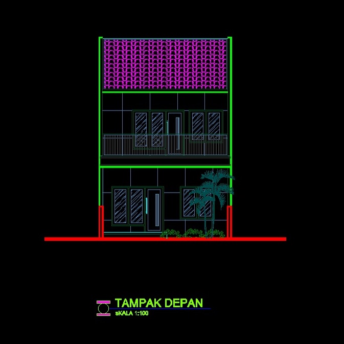 Desain Rumah 2 Lantai File DWG/Autocad Type 51 Borextour DRA2D-003