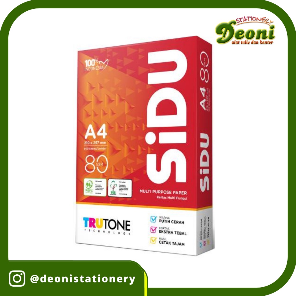 

Kertas HVS SIDU A4 80 gr (isi 500 lembar)