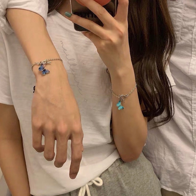 Gelang Tangan Wanita Fashion Korea Titanium Perak Emas Aksesoris Bracelet Woman Couple Tali Serut Xu