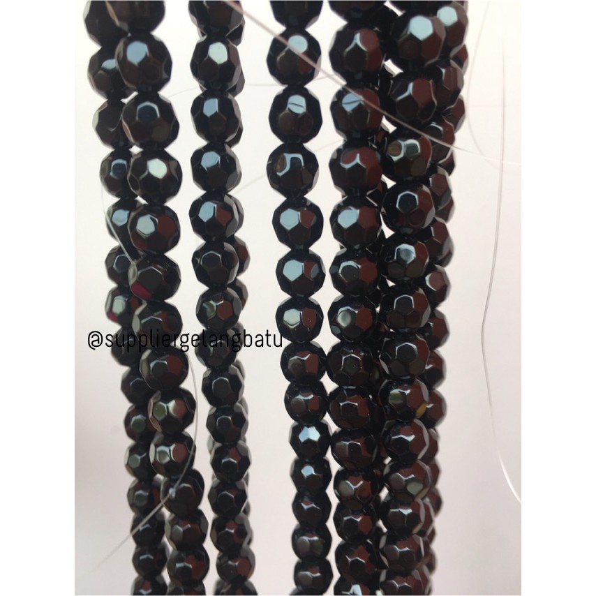 kristal bola dunia cutting 8mm HITAM ceko bulat craft manik beading aksesoris craft model fashionita