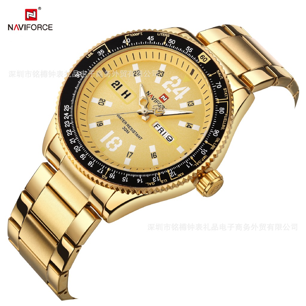 JAM TANGAN PRIA ORIGINAL NAVIFORCE 9102 - GOLD ARLOJI LAKI - LAKI FASHION COWOK MURAH
