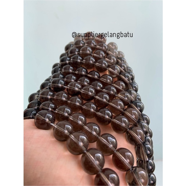 batu smoky quartz 14mm kuarsa coklat akik brown stone healing besar