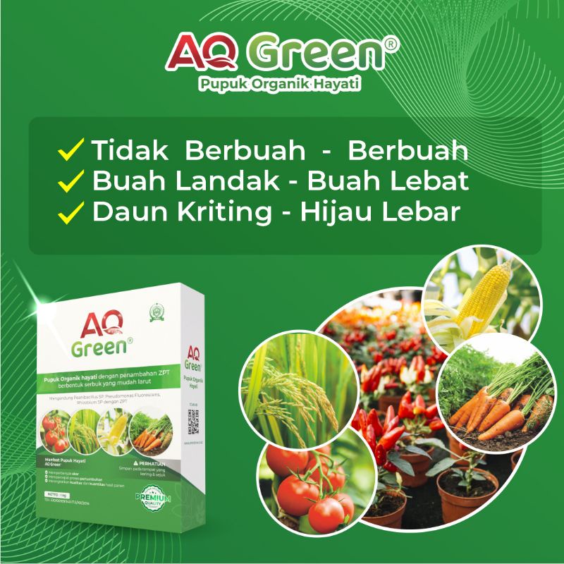 Pupuk Organik Hayati AQ GREEN Type Bubuk Original isi 1 kg Untuk 1000 Liter Air