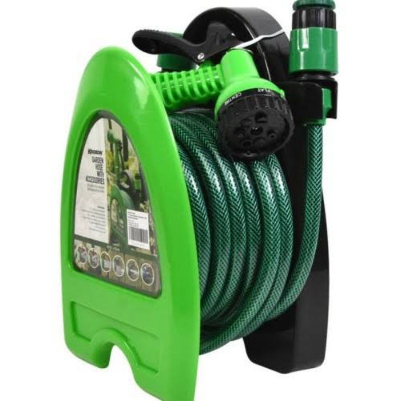 krisbow mini hose reel selang taman/selang air dengan penggulung 7.5 mm X 10 M