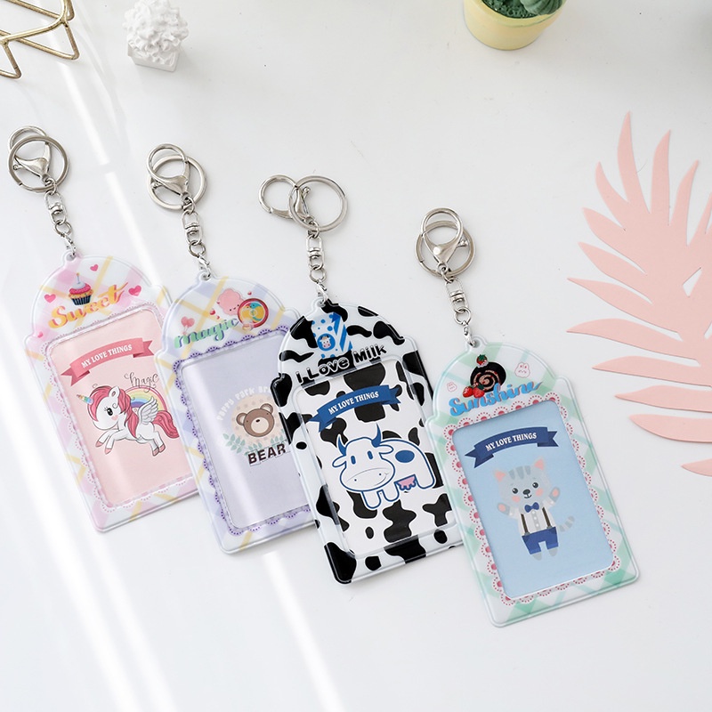 KPOP Card Holder Wanita Keyring Dengan Motif Tempat Photocard