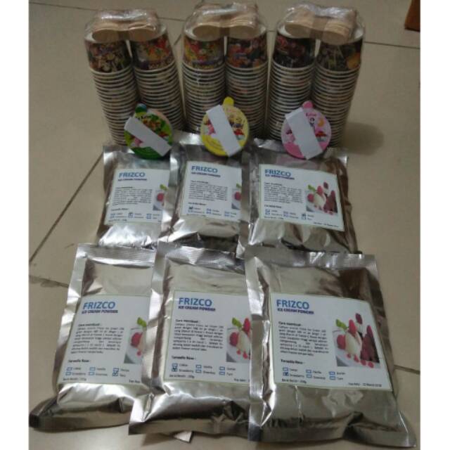 

Paket es krim 6 bubuk+3 slop cup "ice cream hard frizco