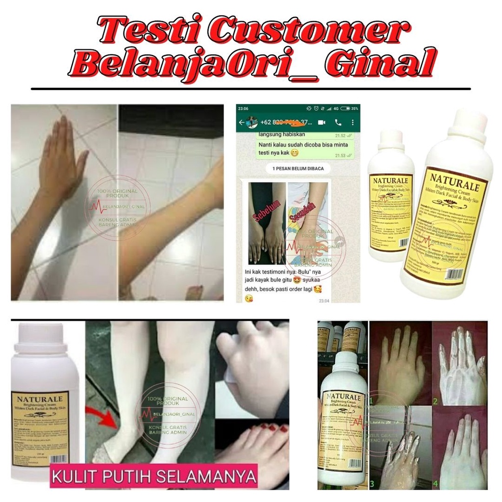 PEMUTIH BADAN PERMANEN BLEACHING BADAN NATURALE CREAM 500GR PEMUTIH KULIT PERAWATAN BADAN