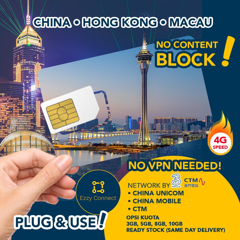 Sim Card China , HK , Macau 10GB 30 hari !!