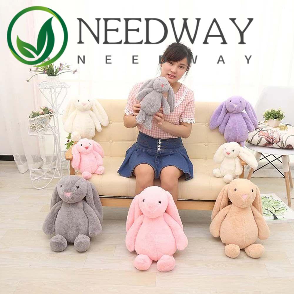 Mainan Boneka Kelinci Telinga Panjang Bahan Plush Warna Pink Untuk Hadiah Anak