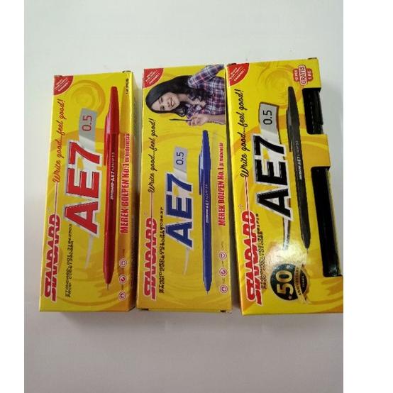 kodew3W7i--Pen standar AE7 0,5 Hitam, Biru, merah