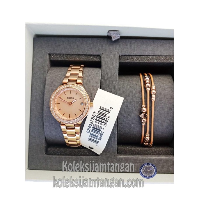 JAM TANGAN WANITA FOSSIL ES4337SET ROSEGOLD JEWELRY GIFT SET ORIGINAL