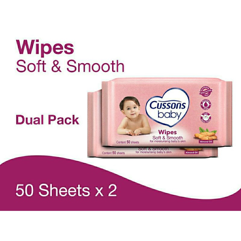 Cussons baby wipes / tissue basah bayi soft &amp; smooth 50sheet tissue bayi murah