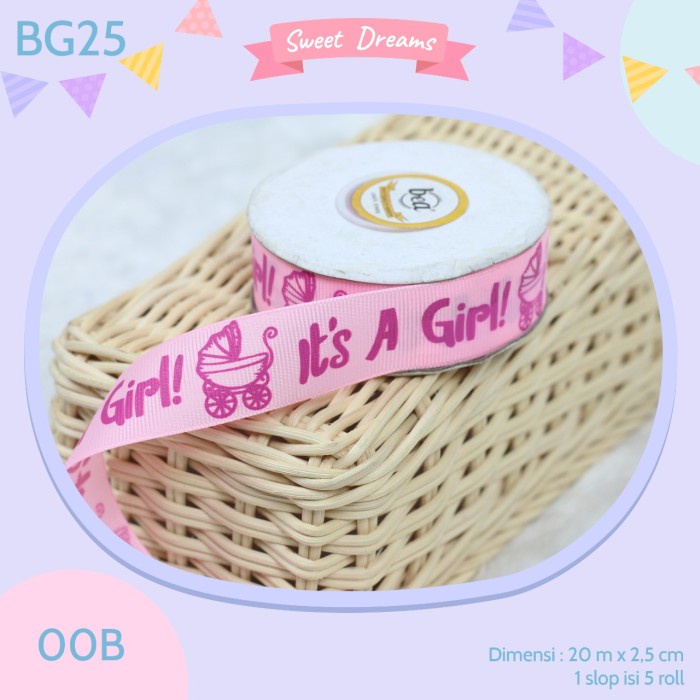 

Pita Roll Grosgrain Motif Baby It 'S A Boy / Girl 2,5Cm Cgbg25 -2Warna 037