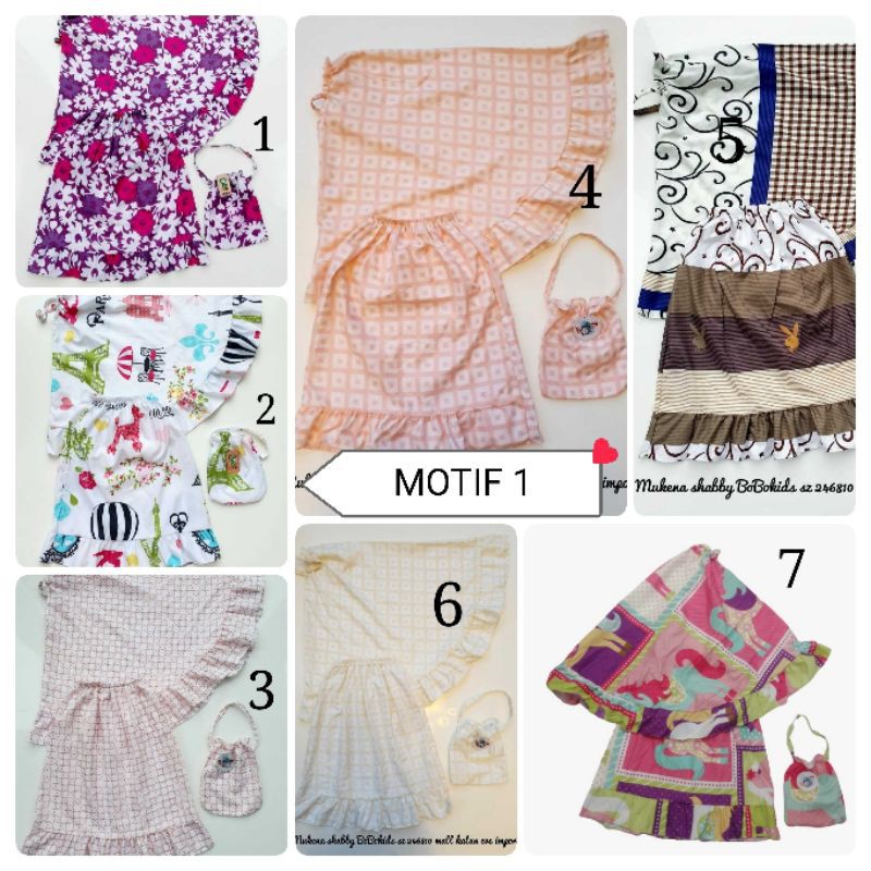 MUKENA ANAK BOBO KIDS SHABBY PREMIUM / MUKENA ANAK KARAKTER/ MUKENA ANAK KATUN RAYON BOBOKIDS