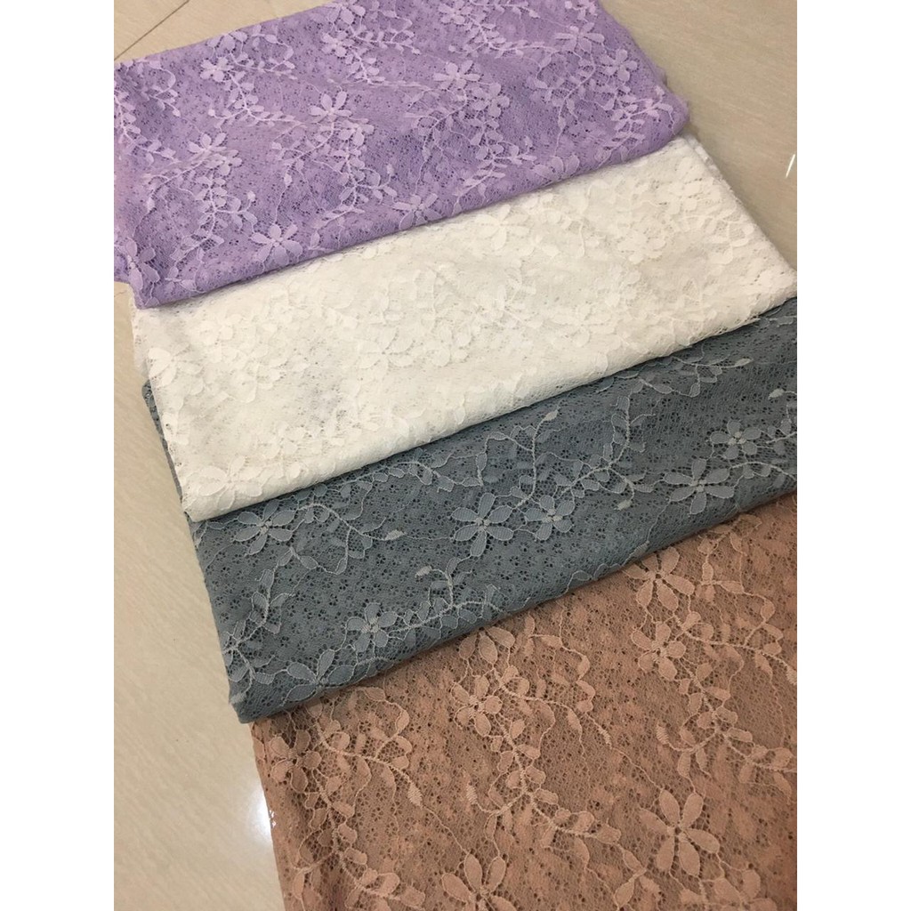 Kain Brokat Lace Valentina Warna Broken White