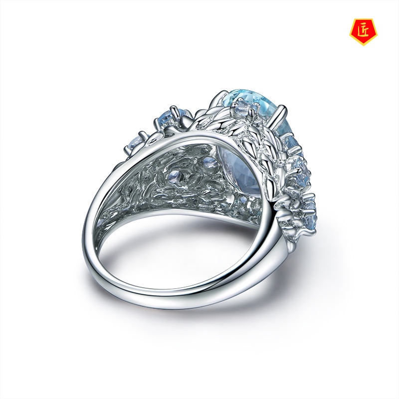 [Ready Stock]Fashion Elegant and Personalized Sapphire Topaz Ring