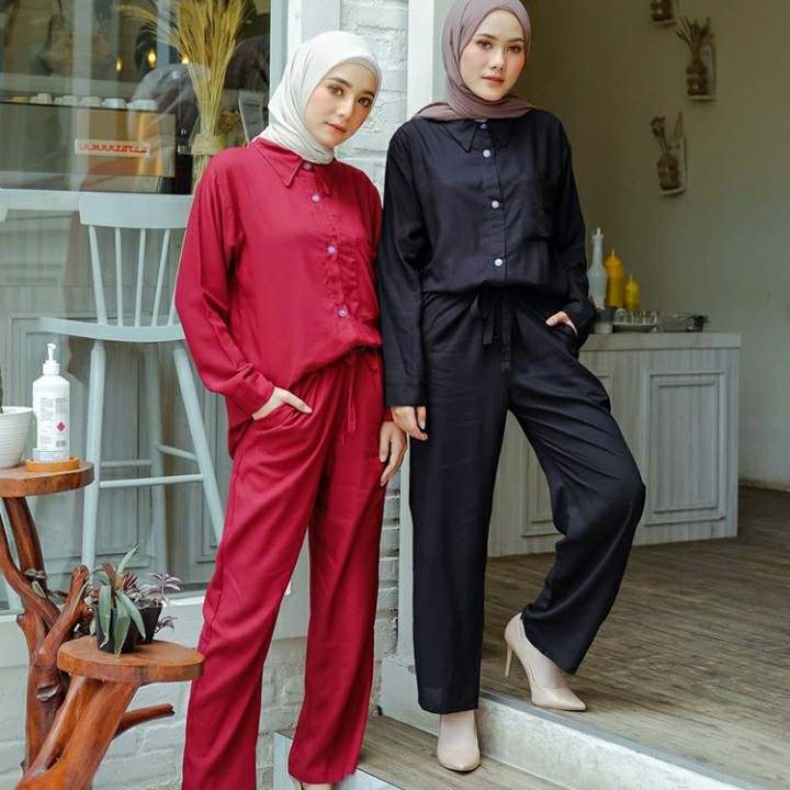 PAKAIAN WANITA - ZEZA ONE SET - BAJU TIDUR - SET CELANA - SETELAN PIYAMA OOTD HIJAB MUSLIM