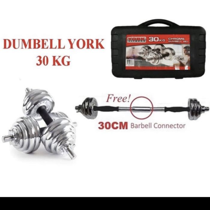 BARBEL 30 KG/ DUMBEL 30 KG/ DUMBLE 30 KG YORK CHROME SET