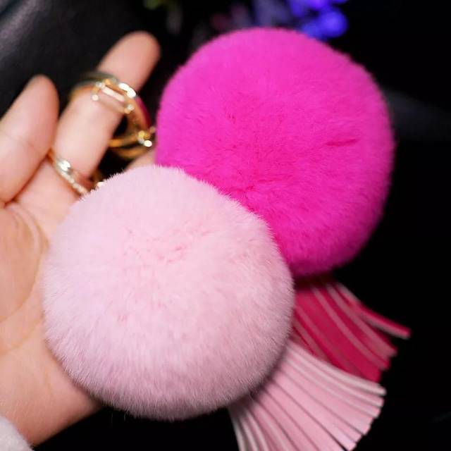 KPOP Keychain POMPOM Keyring Fur Ball Handbag Charm Pendant Gantungan kunci