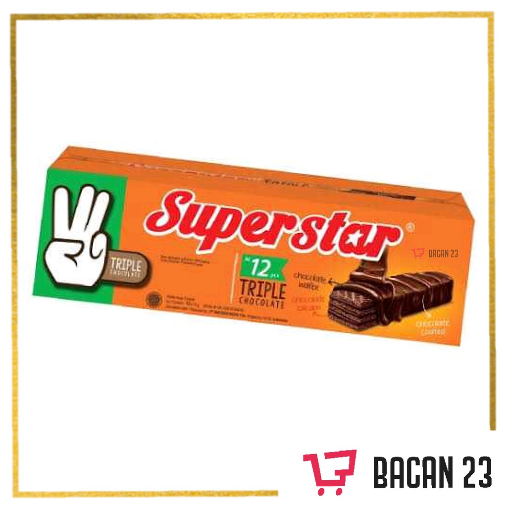 Superstar Triple Cokelat ( 12pcs x 18g ) / Wafer Coklat / Bacan 23 - Bacan23