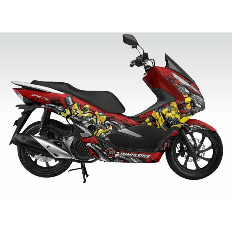 Sticker Decal PCX Full Body Motif Bumblebee Background merah variasi