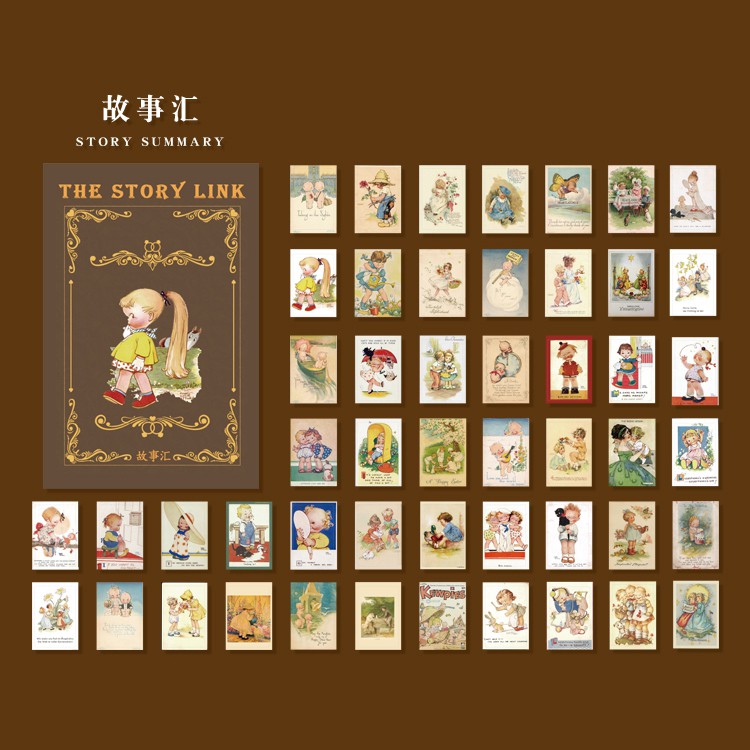 Journamm 50pcs Vintage Paper  for Phone Deco Retro Stationery Supplies Litmus Paper Bullet Journal Scrapbooking Label Stickers-Story Gathering