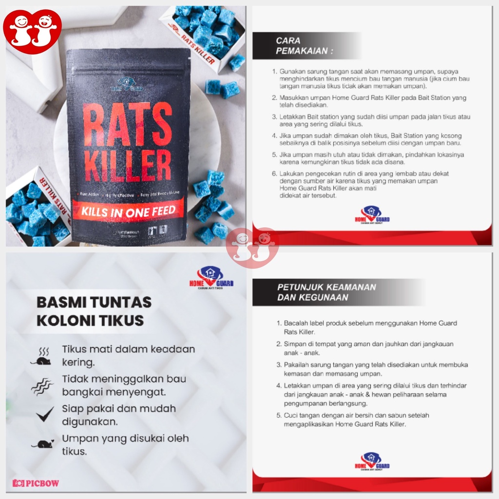 Home Guard Rats Killer 100gr/200gr Racun Tikus Mati Kering, Tidak Meninggalkan Bau