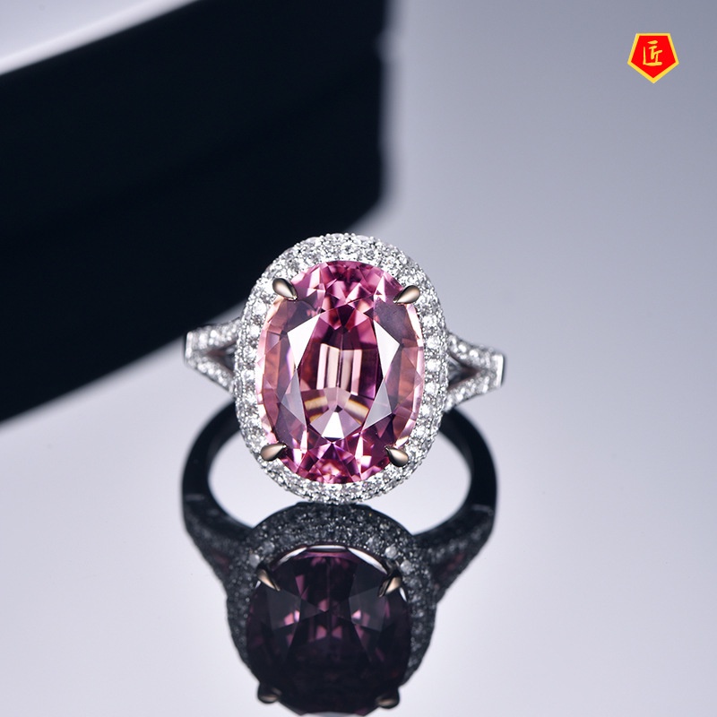 [Ready Stock]Elegant 5 Karat Pink Tourmaline Ring for Women