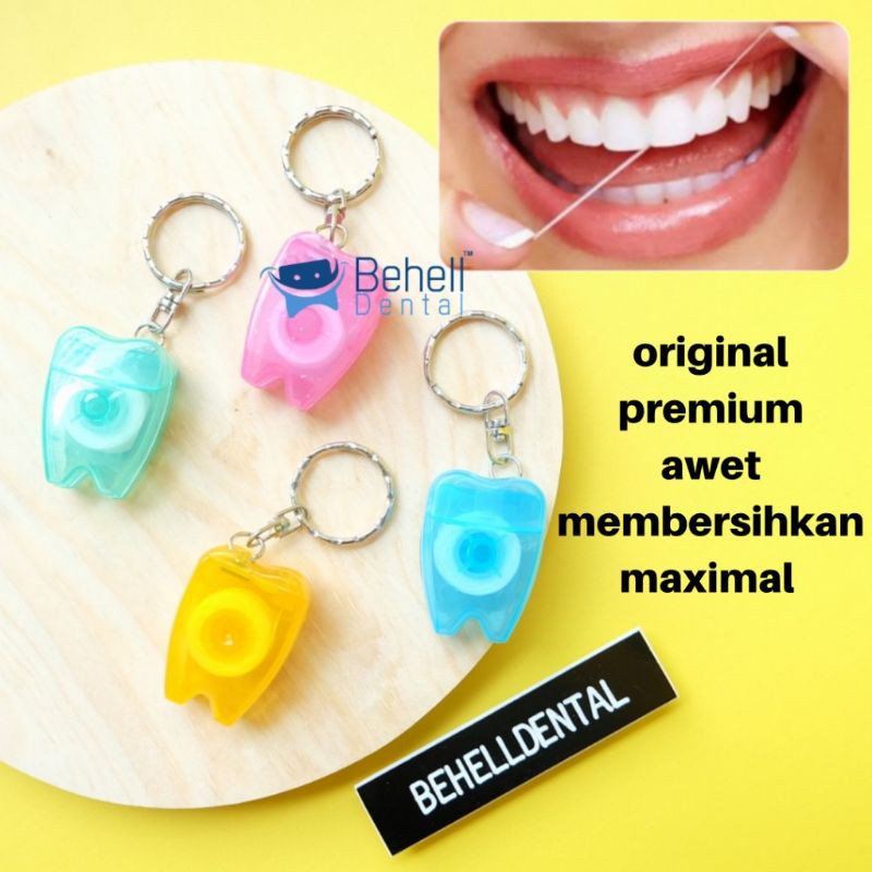 Dental Floss Roll 15m 15 meter . Benang Gigi Gantungan Kunci . pembersih sela sela plak di gigi sikat interdental . behel dental behelldental ortho