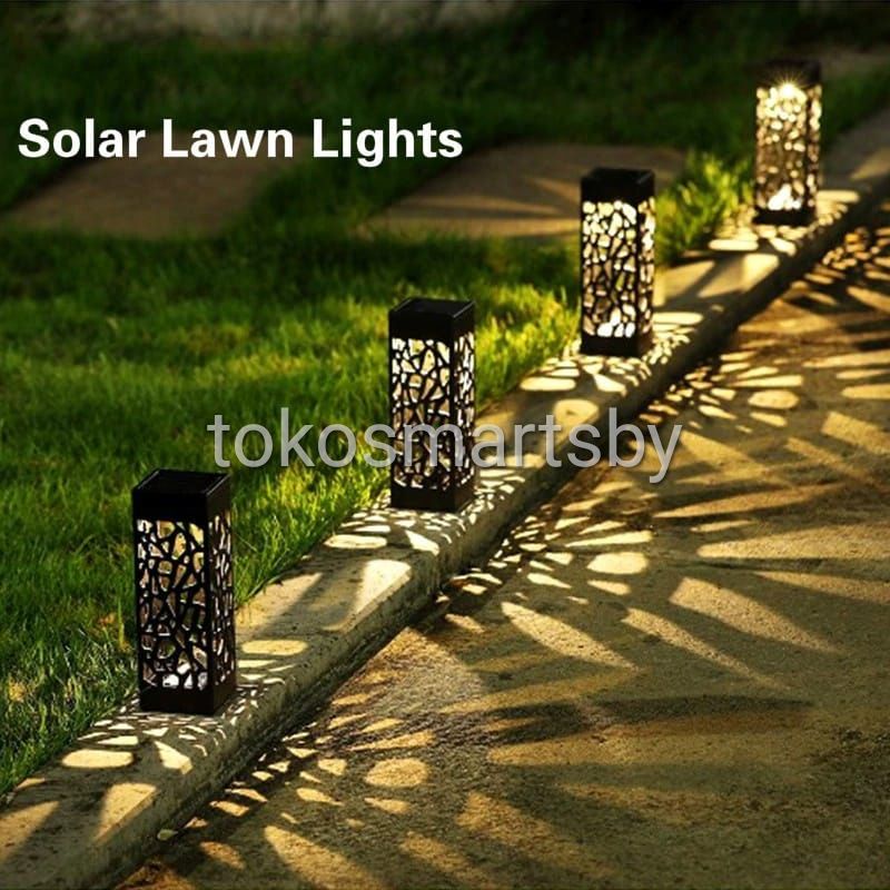 Lampu Solar Taman Panjang Kotak / Lampu Taman Tancap Model Minimalis Outdoor Sensor Cahaya