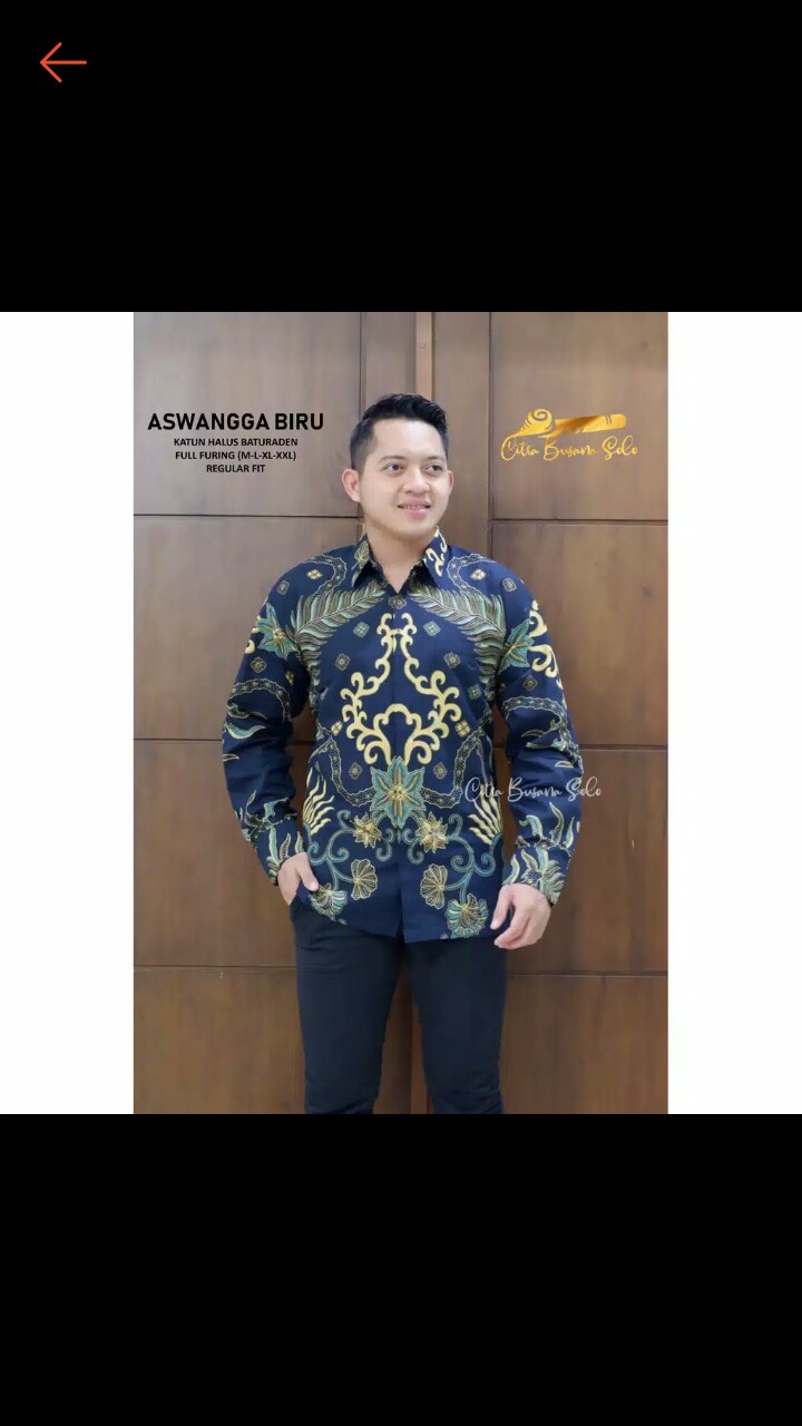 Aswangga Dongker Kemeja Batik Pria Full Furing Bahan Katun Halus Baturaden