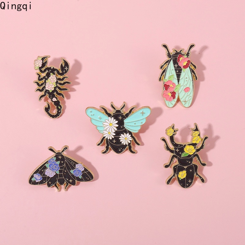 Bros Pin Enamel Bentuk Kartun Lebah Scorpion Beetle Butterfly Warna-Warni Untuk Anak