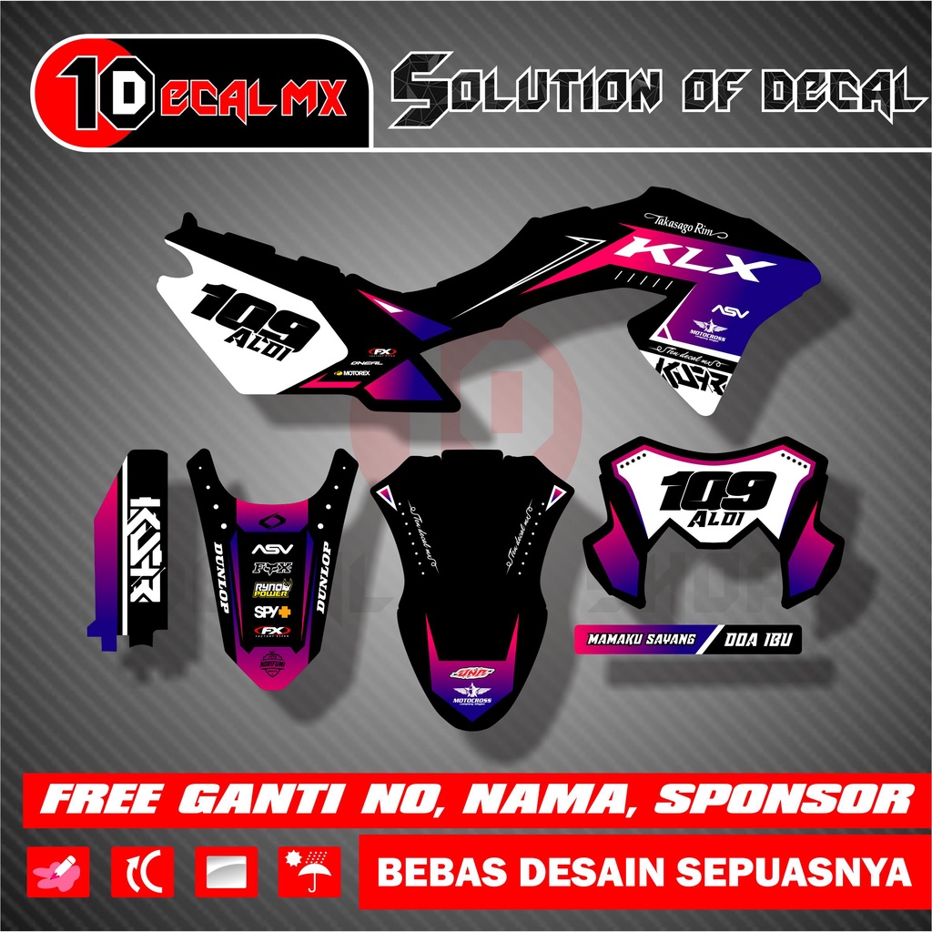 Decal KLX BF 150 Hitam Simple Full Body Decal Stiker CRF 150L,D-Tracker,KLX Lama,WR 155