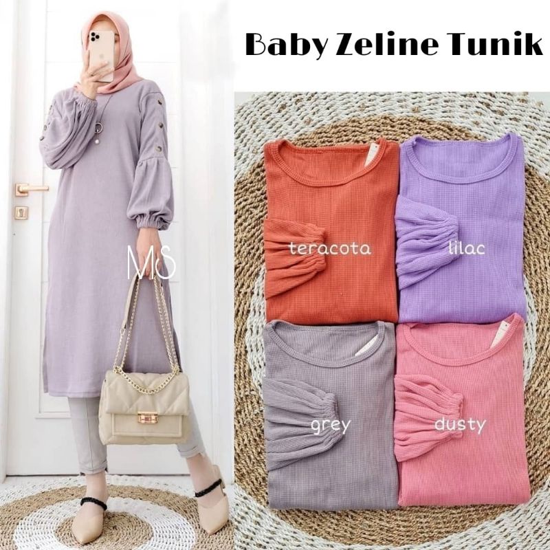 TUNIK BABY ZELINE, BABYTERRY, GAMIS, HIJAB, MUSLIM, SETELAN