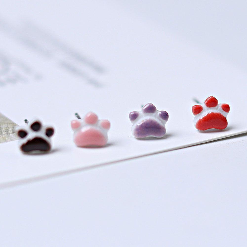 NICKOLAS1 Anting Stud Multicolor Cocok Untuk Wmen Keramik Kecil Cakar Kucing Indah Aksesoris Fashion