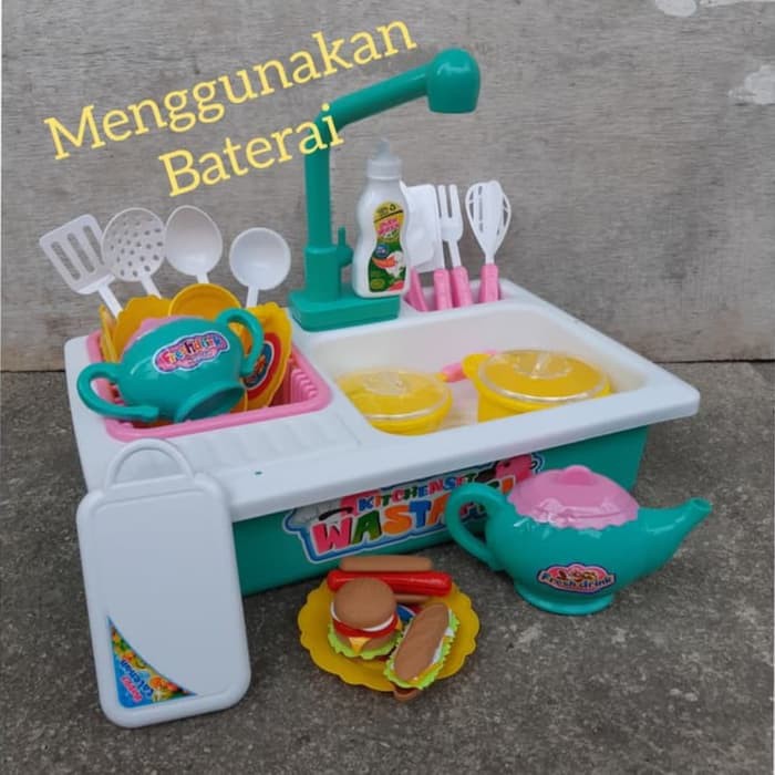 Wastafel Mainan Tempat Cuci Piring Anak Baterai