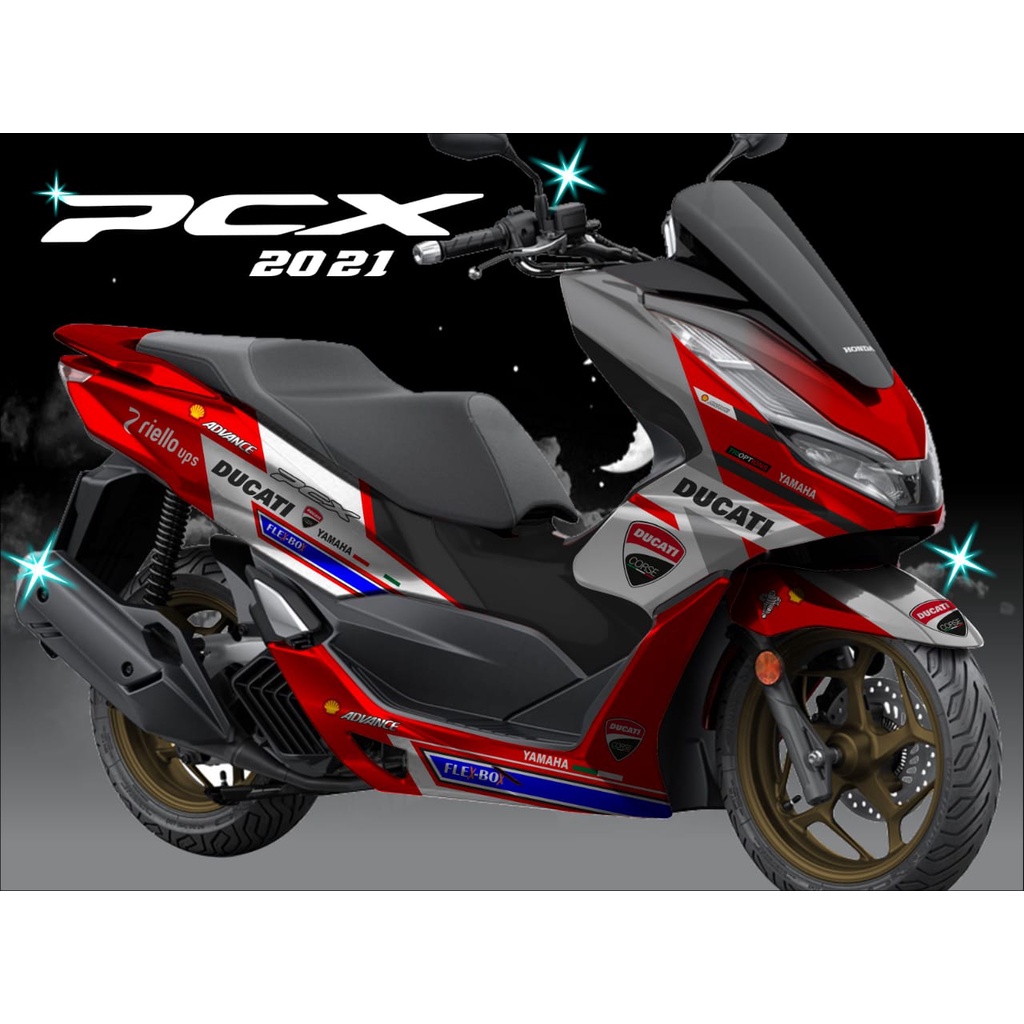 decal pcx 160 pcx new 2021 white ducati full body custom