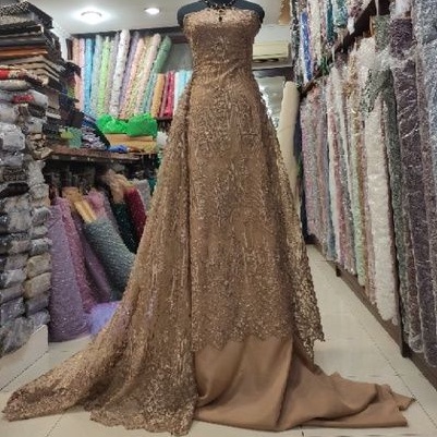 Kain Tile Brokat Majestic Rain Dress A D#4 No 8 Coklat.