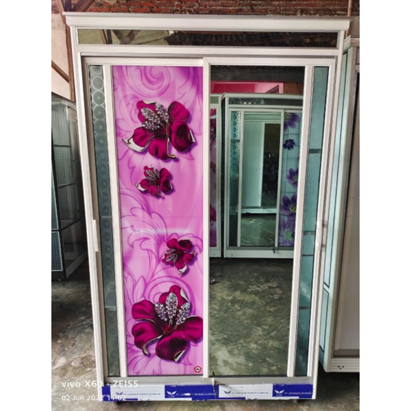 lemari pakaian sleding kaca printing