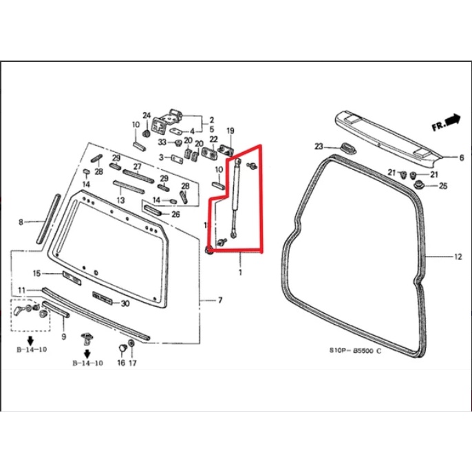 Shock bagasi crv gen1 crv 2000 2001 skop bagasi crv gen1 crv 2000 2001 shock hidrolik crv gen1 crv 2