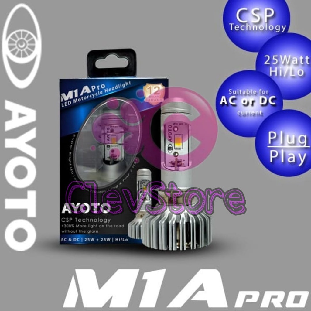 LAMPU LED motor AYOTO M1A PRO H6 25 WATT 2 WARNA