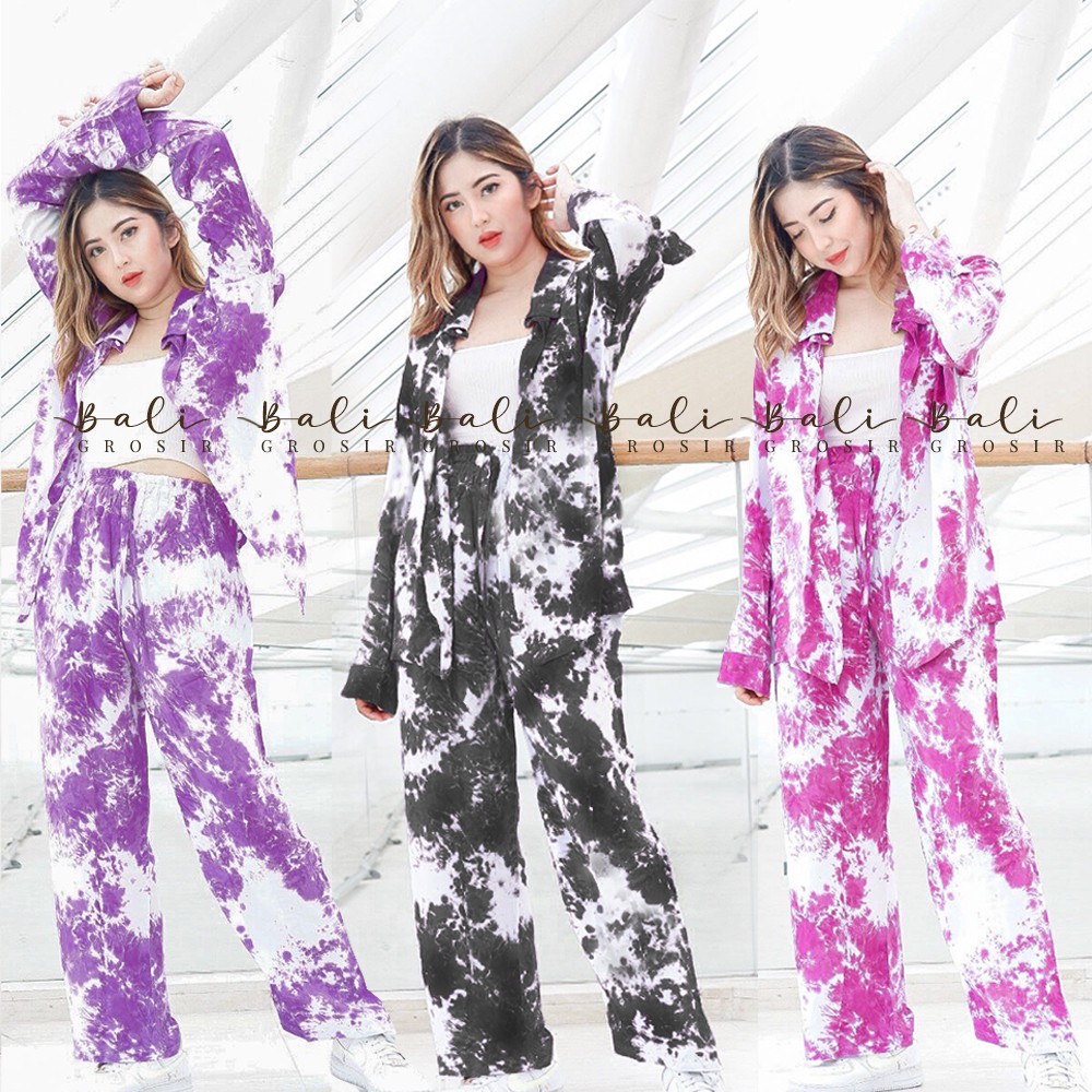 SETELAN PIYAMA TIEDYE LENGAN PANJANG / ONE SET TIE DYE / PAJAMAS TYE DIE