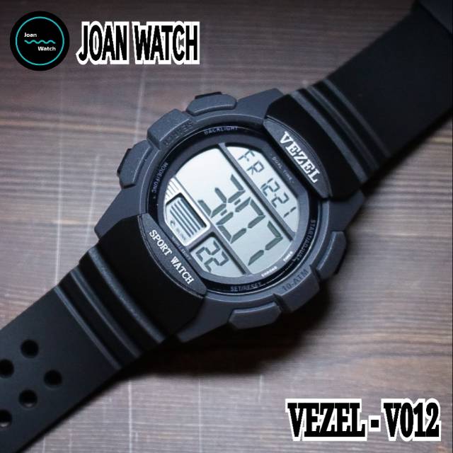 VEZEL -V012- JAM TANGAN DIGITAL - GREY / BLACK