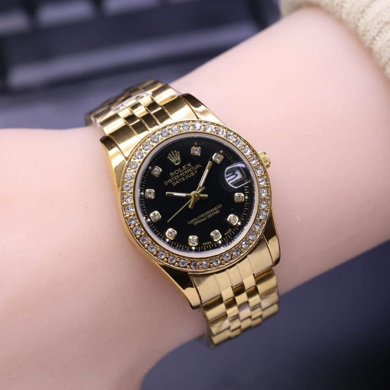 COD//  Jam Tangan Wanita Mewah Anti Air // Jam Tangan Rantai Rolex Full set