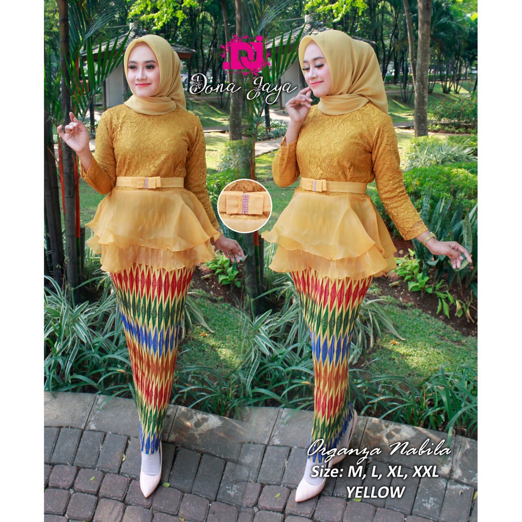 Set kebaya brukat kombinasi / kebaya brukat organza / brukat / organza / pakaian wanita /fashion