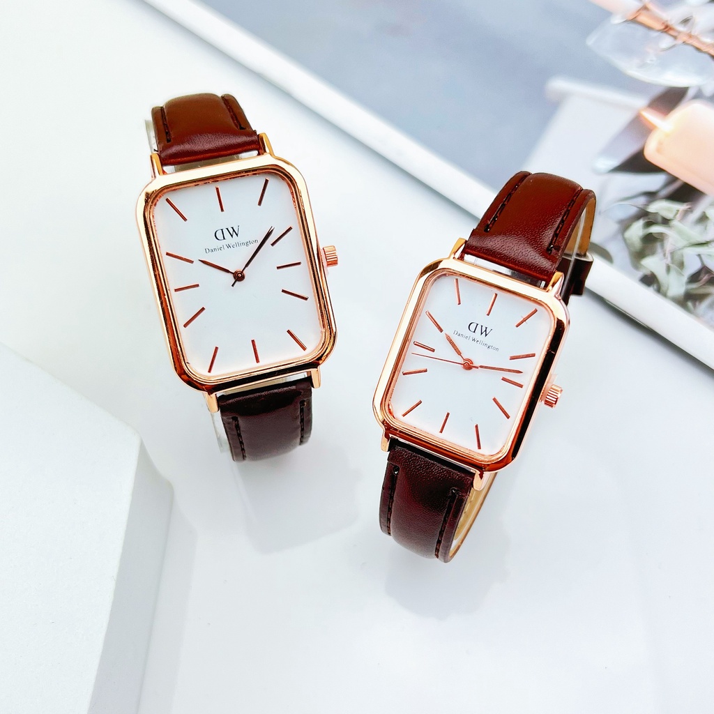 COD✅ Jam Tangan Couple Kulit Fashion Segi Jam Tangan Wanita Pria Analog Watch Impor Harga Grosir   S1229