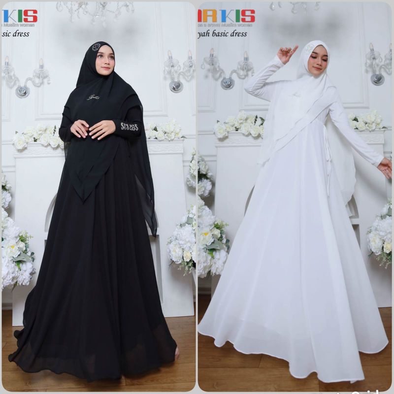 DMC | GAMIS / ABAYA CERUTY DADA JERSEY | HITAM & PUTIH | ALLSIZE & JUMBO | by Sarkis